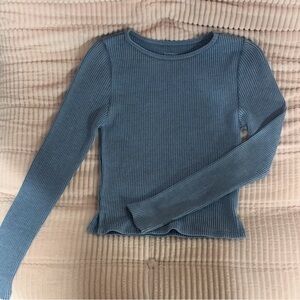 PacSun Blue Long Sleeve Ribbed Tee